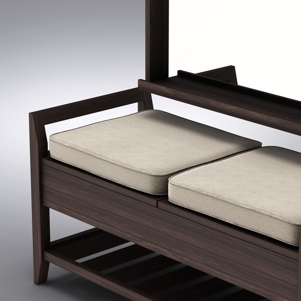 furniture 3d model - Addison Storage Bench with Cushions + Mirror by dddshop